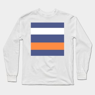 A fashionable assortment of Purple Navy, White, Topaz, Pale Orange and Orangeish stripes. Long Sleeve T-Shirt